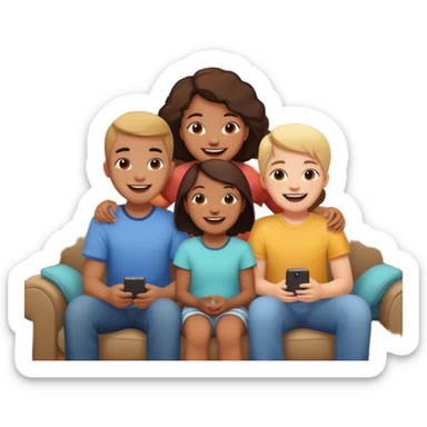 siblings sharing in a living room sticker