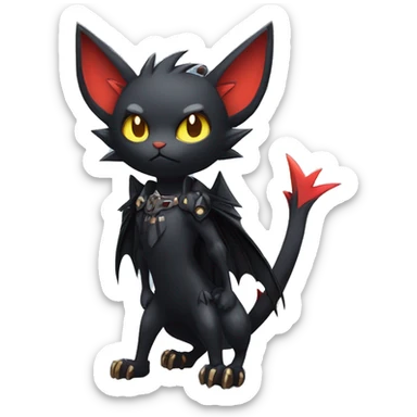 Black Edgy Punk-Gothic Bat-winged Litten-Bat-cat-Fakemon full body sticker