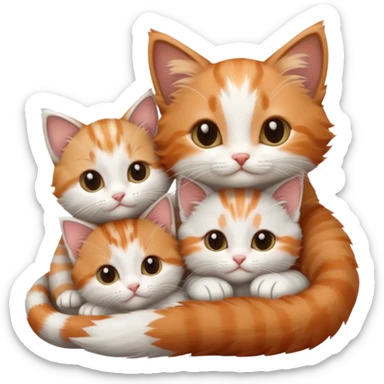 6 tiny kittens cuddling together all different colours, the first one is grey and white, the second is ginger and white and the third is brown tabby and white sticker