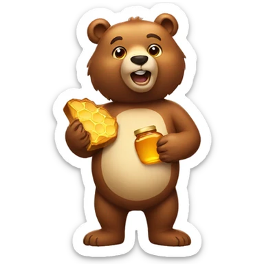 a bear holding honey sticker