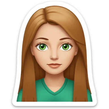 Pretty middle age woman with green eyes and long straight light  brown hair  sticker