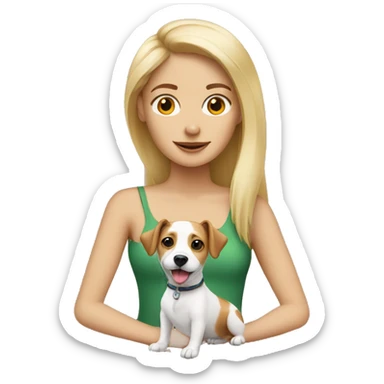 blonde with a dog Jack Russell sticker