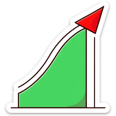 Positive growth chart with green upward trend sticker