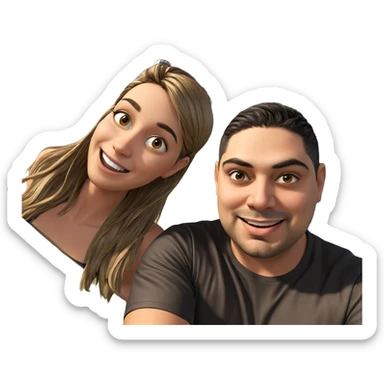 smiling couple under blue sky sticker