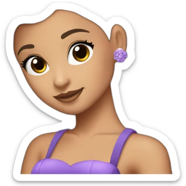 ariana grande with a straight-haired ponytail in a purple puffy dress sticker