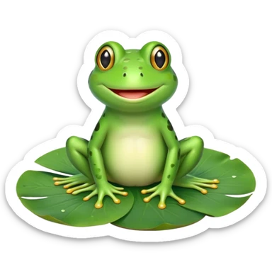 cute frog smiling on a lili pad  sticker