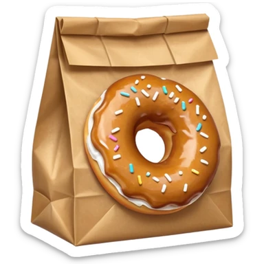 donut in paper bag sticker