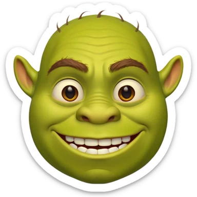 Create a Shrek emoji for a teams chat but make it more original style to the movie sticker