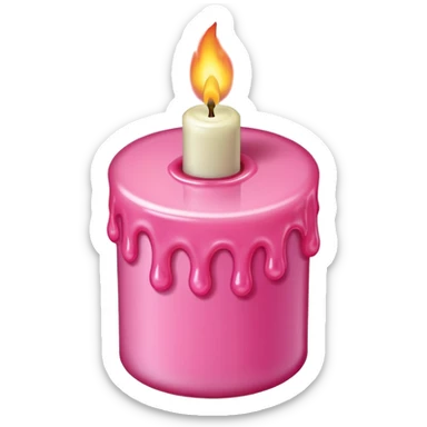 A drawing of a flaming pink candle that could be used at a romantic dinner table. The camera should be isometric at a 75-degree angle. sticker