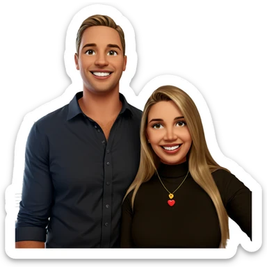 happy couple indoors portrait sticker