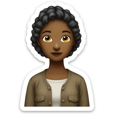 Girl artist near the canvas sticker