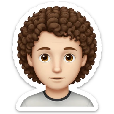 boy,  brown hair, curly hair, brown eyes, pale skin, , hair edger  sticker