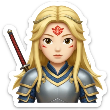 Lady samurai with long golden hair and white skin sticker