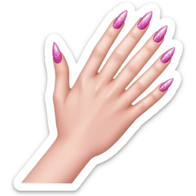 pink nails with glitter hand pose sticker