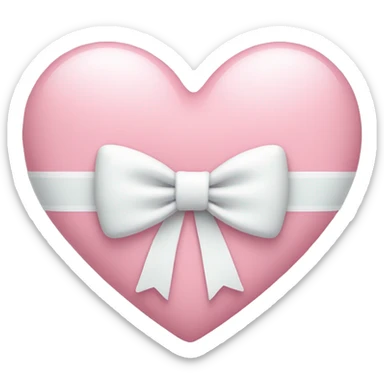 Pastel pink heart with white bow sticker