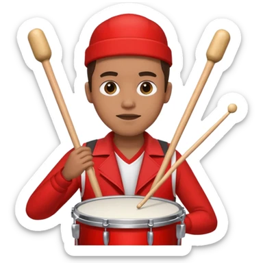 Drummer + red vest. sticker