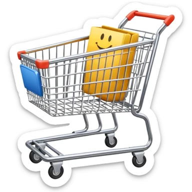 a modern shopping cart in a hardware store sticker