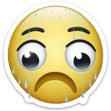 sad face under a rain cloud sticker