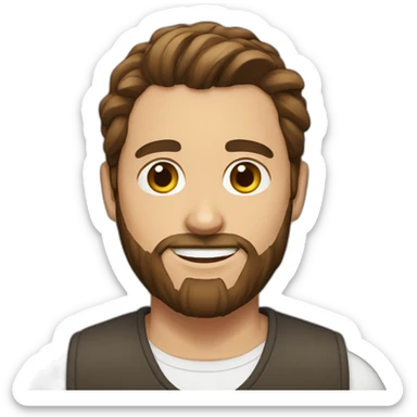 Man with brown hair bun and beard with brown hair sticker