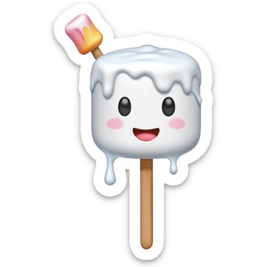melting tasty Marshmallow on stick sticker
