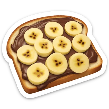 piece of toast with nutella on it and bananas on top of the nutella sticker