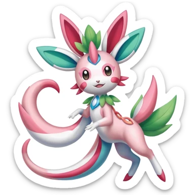 Shaymin-Sylveon-Meloetta-Cresselia-Milotic-Amaura-Pokémon-Fakémon-fusion, full body sticker