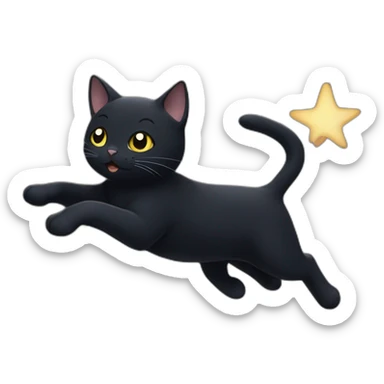 Black cat running through the starry sky sticker