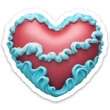 3d heart shape sea wave sticker