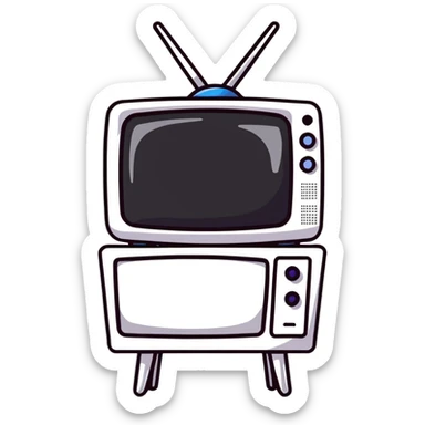 Thick feminine figure with TV screen head, digital face displayed on screen sticker