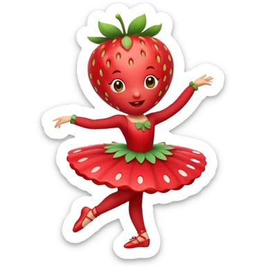 Strawberry fruit dancing ballet sticker