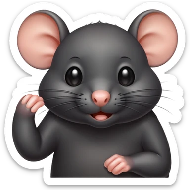a black rat standing and wiping its sweaty face sticker