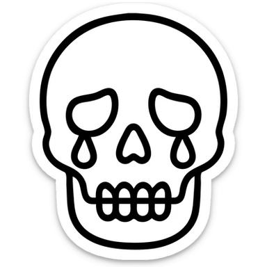 A skull with tears streaming down from its eye sockets, crying skull, sad expression sticker