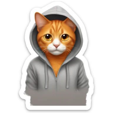 Orange cat wearing a hoodie  sticker