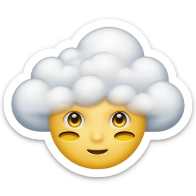 Face in clouds yellow circle and black eyes and remove a mouth and move in a cloud sticker