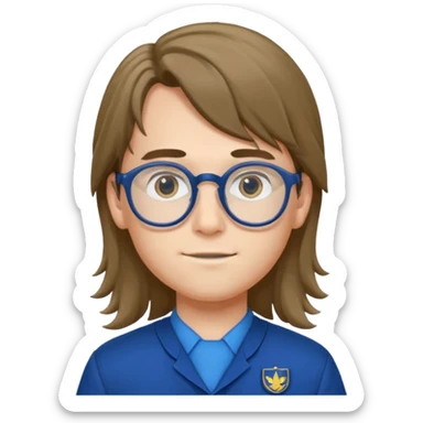 scout boy long hair spectacled blue uniform sticker