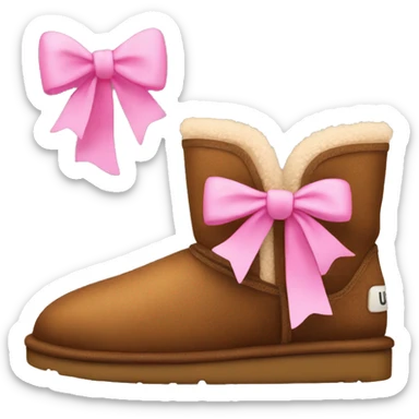 Brown uggs with pink bows sticker