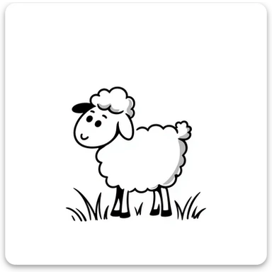 hand-drawn doodle of a lamb sticker
