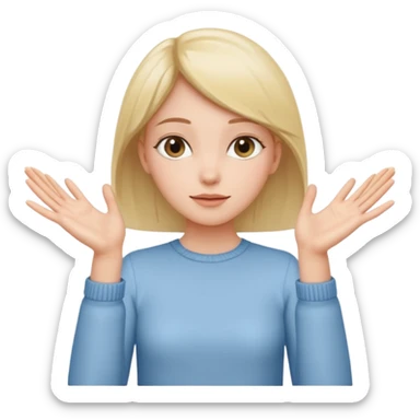 Girl with two hands in front out palms facing upwards  sticker