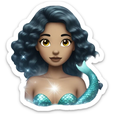 Ethereal mermaid with sparkles and black hair sticker