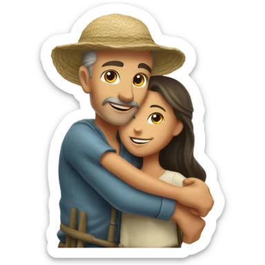 Caucasian fisherman no beard or mustache in love with Philippine island girl on an island sticker