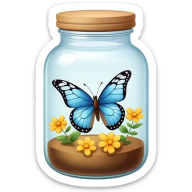 Jar with butterfly inside sticker