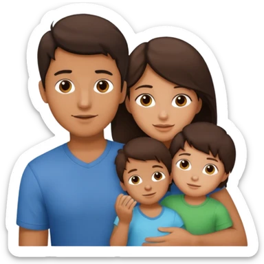 a brunette boy with his girlfriend and brunette 2 year old sticker