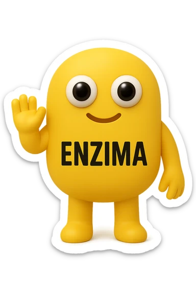 FALLO IDENTICO MA CON LA SCRITTA ENZIMA IN ITALIANO SUL CORPO. emoji con enzima umano con occhi 3d con la scritta "ENZIMA" SUL CORPO IN ITALIANO sticker