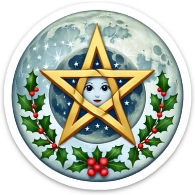 Full Moon with pentacle and Holly in the background  sticker