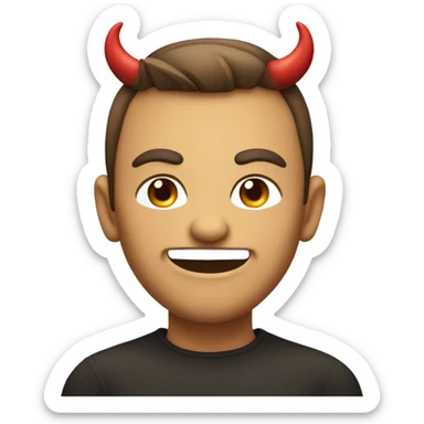 😄 with eyebrows and devil horns  sticker