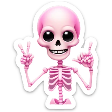 Cute pink skeleton giving the middle finger sticker