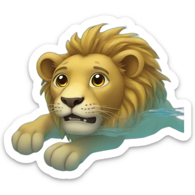 lion in a swimming pool sticker