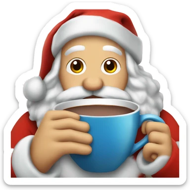 Santa drinking a large cup of hot cocoa  sticker