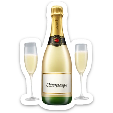 White champagne with bottle  sticker