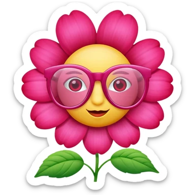 a pink flower wearing red glassess sticker